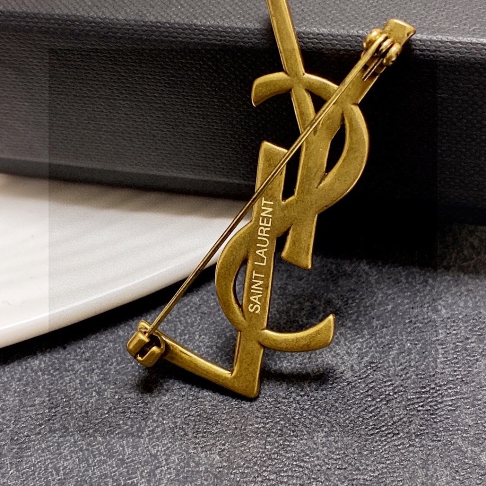 Saint Laurent Paris Bronze Brooch - Picture 2 of 7